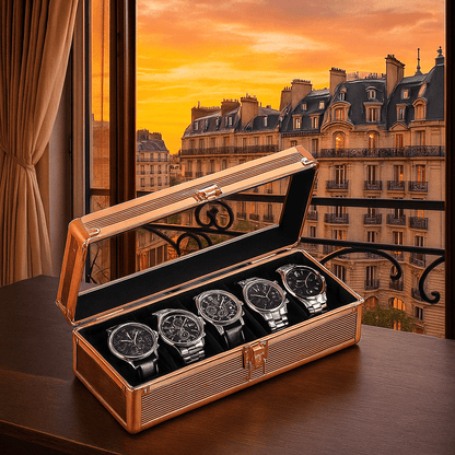 5-Slot Aluminum Watch Box – High-End Modular Display Case | CHRONVAULT™