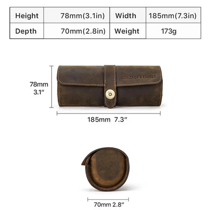 Luxury Leather Watch Roll – 3 Slot CHRONVAULT™