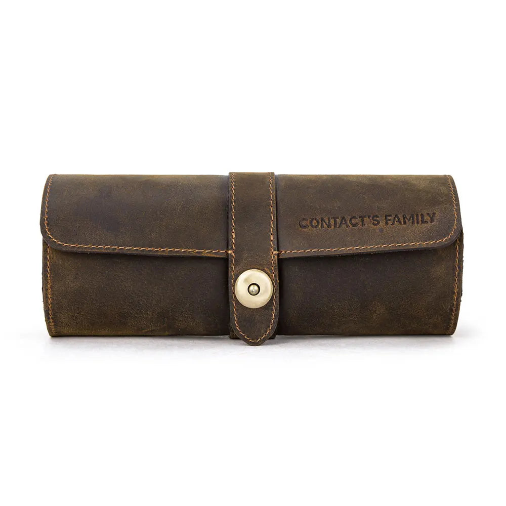 Luxury Leather Watch Roll – 3 Slot CHRONVAULT™