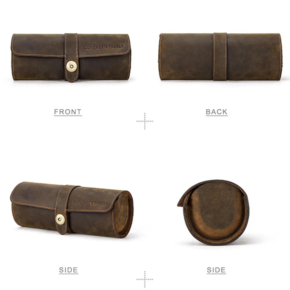 Luxury Leather Watch Roll – 3 Slot CHRONVAULT™