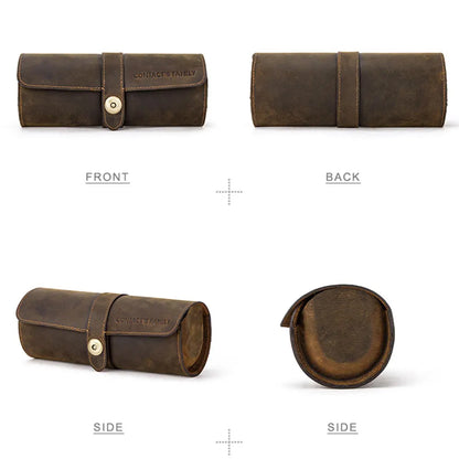Luxury Leather Watch Roll – 3 Slot CHRONVAULT™