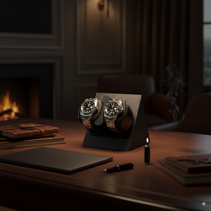 Watch Winder –  Leather Silent Rotation Box for 2 Watches | CHRONVAULT™