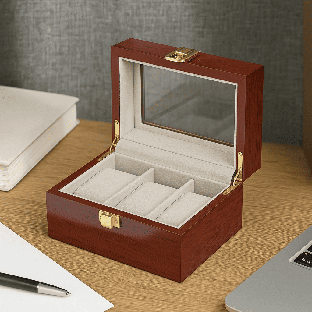 3-Slot Wooden Watch Box | CHRONVAULT™