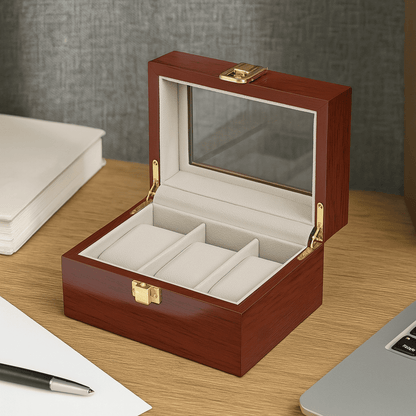 3-Slot Wooden Watch Box | CHRONVAULT™