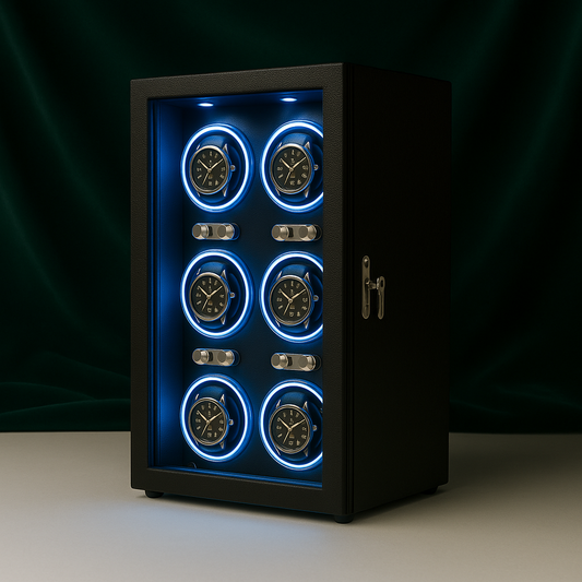 Leather 6 Watch Winder Box – Silent Automatic Motor | ChronVault™