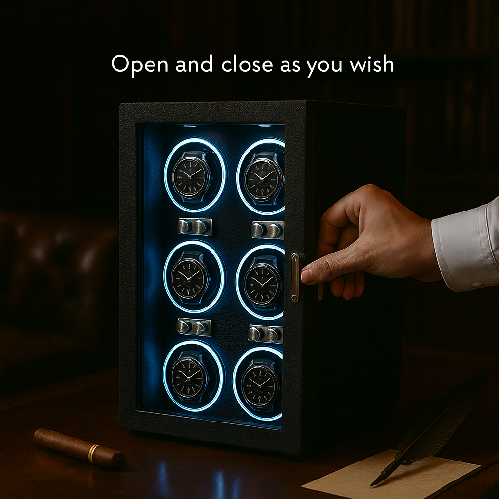 Leather 6 Watch Winder Box – Silent Automatic Motor | ChronVault™