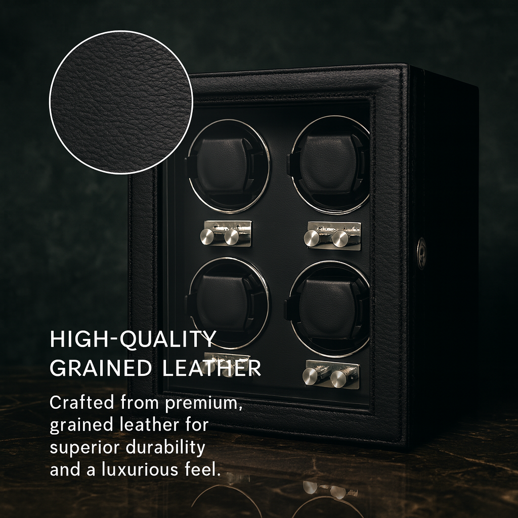 Leather 4 Watch Winder Box – Silent Automatic Motor | ChronVault™