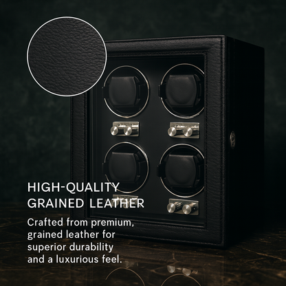 Leather 4 Watch Winder Box – Silent Automatic Motor | ChronVault™