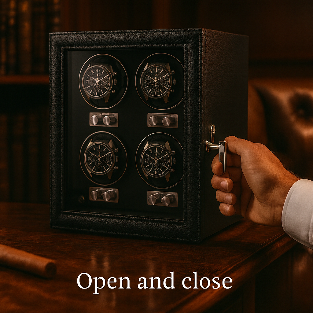 Leather 4 Watch Winder Box – Silent Automatic Motor | ChronVault™