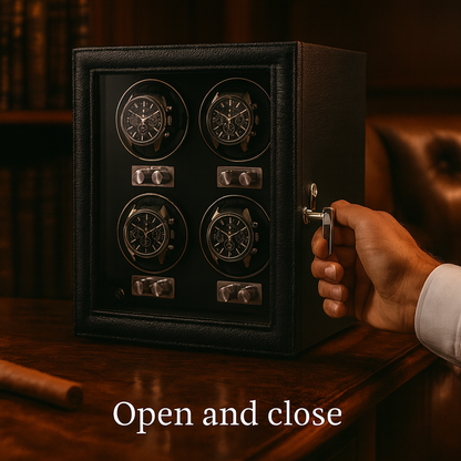 Leather 4 Watch Winder Box – Silent Automatic Motor | ChronVault™