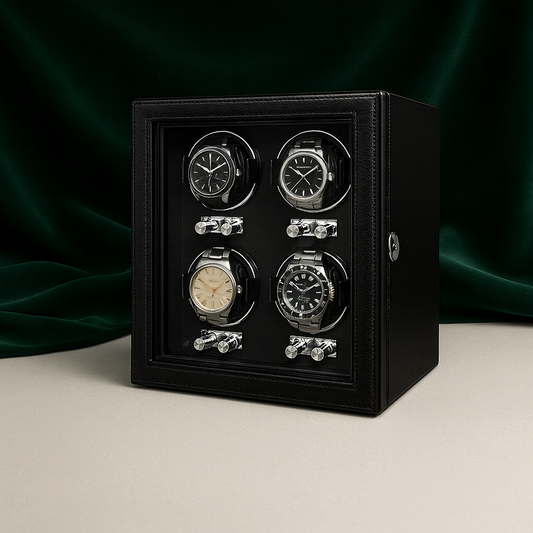 Leather 4 Watch Winder Box – Silent Automatic Motor | ChronVault™
