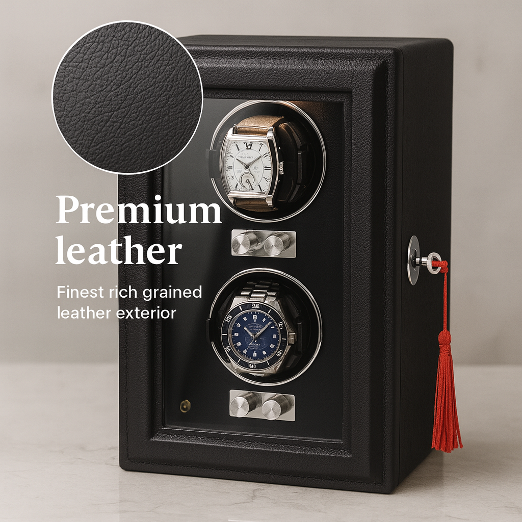 Leather 2 Watch Winder Box – Silent Automatic Motor | ChronVault™