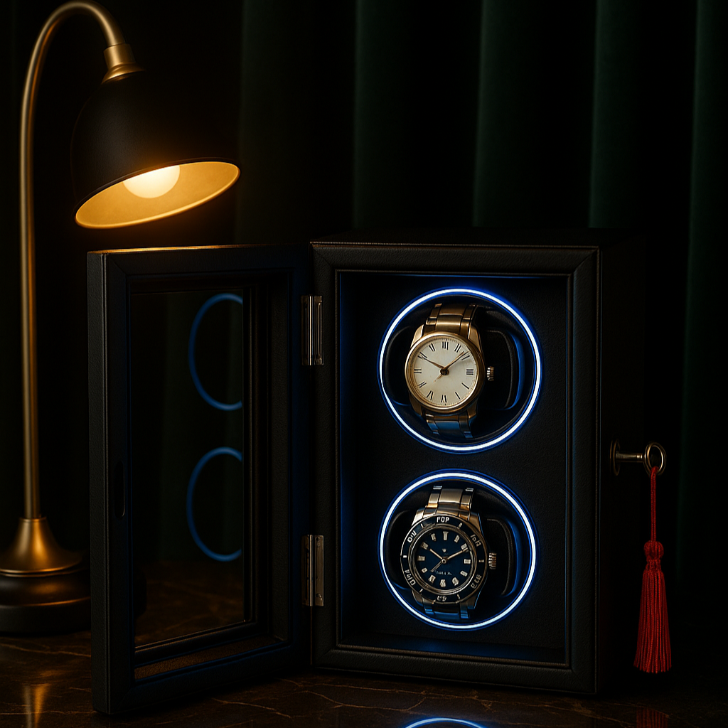 Leather 2 Watch Winder Box – Silent Automatic Motor | ChronVault™