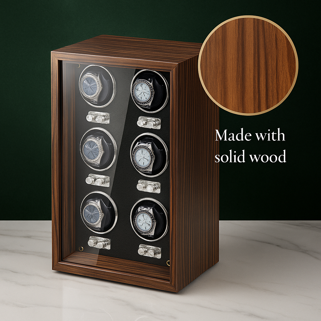 Wood 6 Watch Winder Box – Automatic Silent Motor | ChronVault™