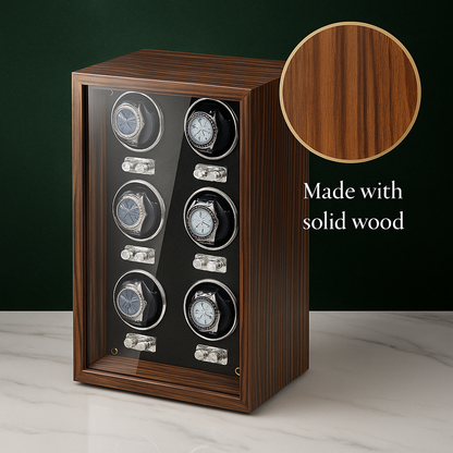 Wood 6 Watch Winder Box – Automatic Silent Motor | ChronVault™