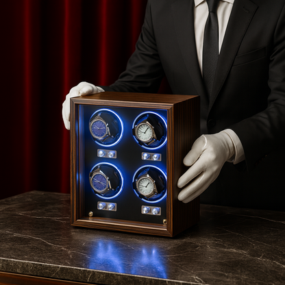 Solid Wood 4 Watch Winder Box – Automatic Silent Motor | ChronVault™
