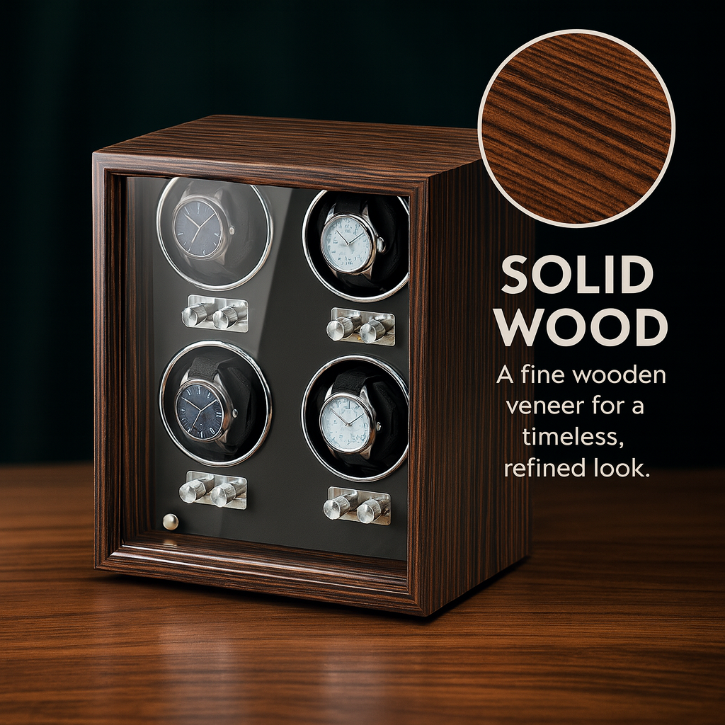 Solid Wood 4 Watch Winder Box – Automatic Silent Motor | ChronVault™