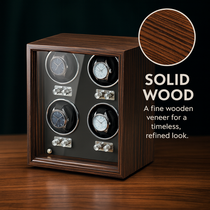 Solid Wood 4 Watch Winder Box – Automatic Silent Motor | ChronVault™