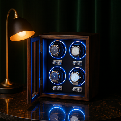 Solid Wood 4 Watch Winder Box – Automatic Silent Motor | ChronVault™
