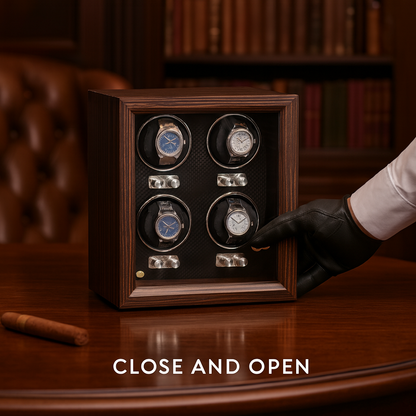 Solid Wood 4 Watch Winder Box – Automatic Silent Motor | ChronVault™