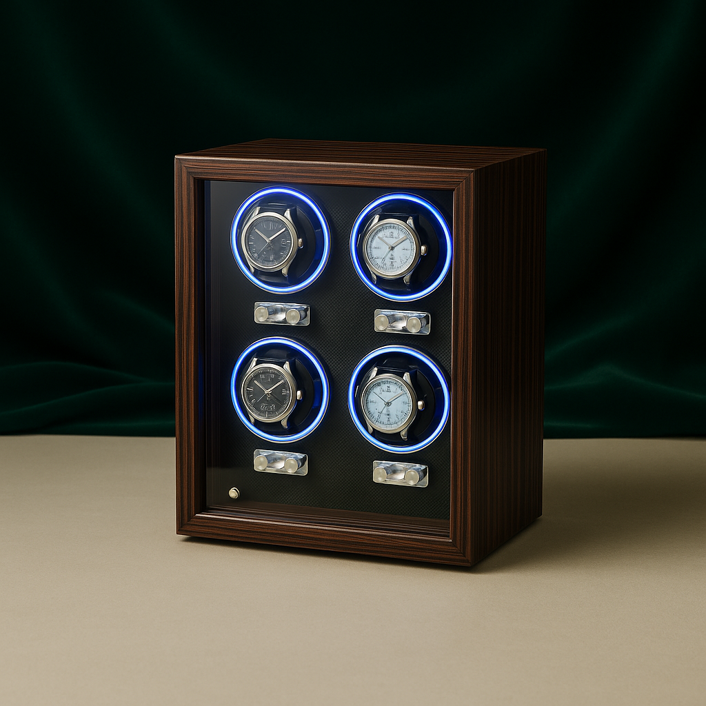Solid Wood 4 Watch Winder Box – Automatic Silent Motor | ChronVault™