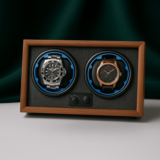 Double Watch Winder Box with Light – Wood Grain Display | CHRONVAULT™