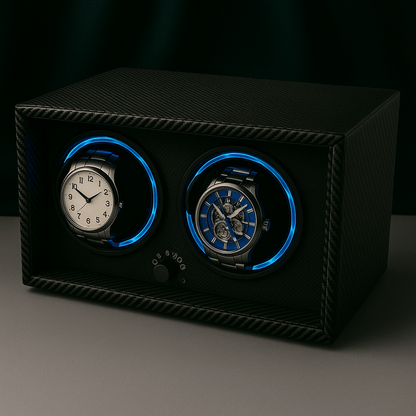 Wooden Watch Winder for two watches  – Silent Dual Motor  | CHRONVAULT™