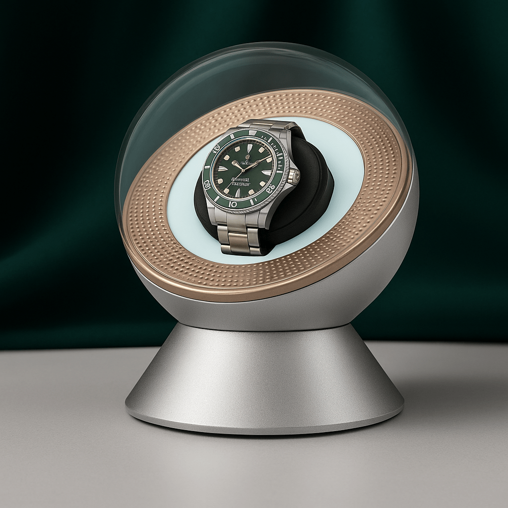 Watch Winder with Dome Cover – Intelligent Auto-Rotation & LED Light | CHRONVAULT™