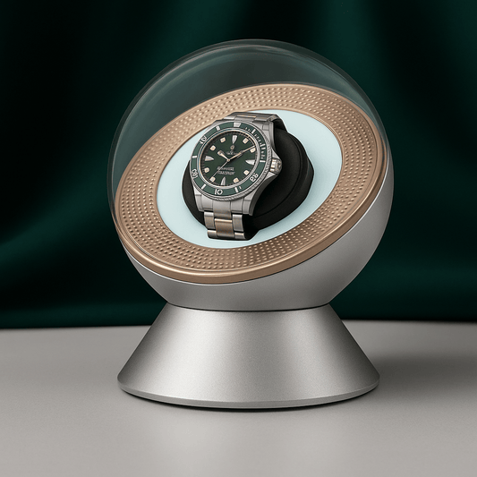 Watch Winder with Dome Cover – Intelligent Auto-Rotation & LED Light | CHRONVAULT™