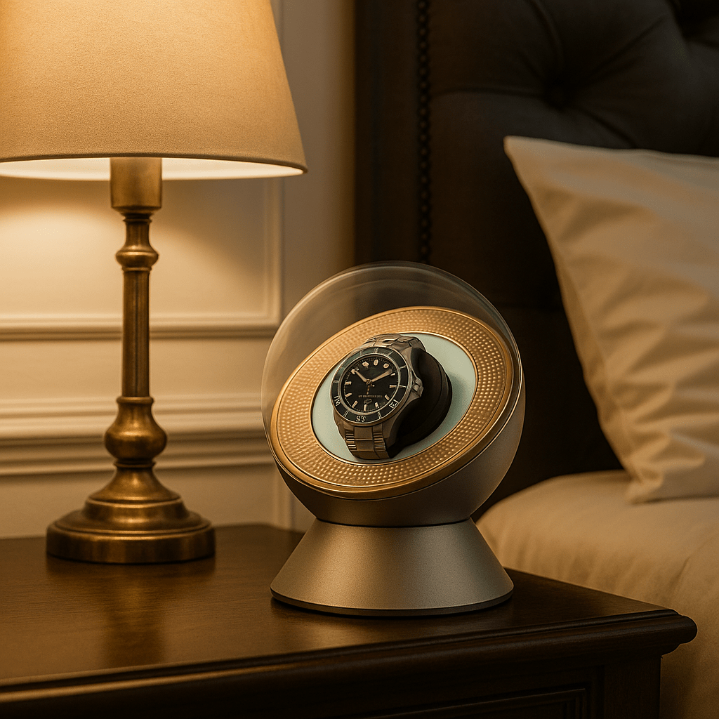 Watch Winder with Dome Cover – Intelligent Auto-Rotation & LED Light | CHRONVAULT™