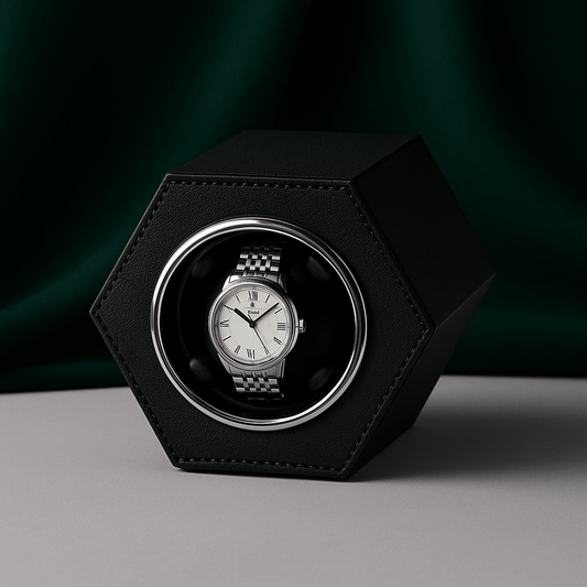 Hexagon Watch Winder – Leather Silent Box | CHRONVAULT™
