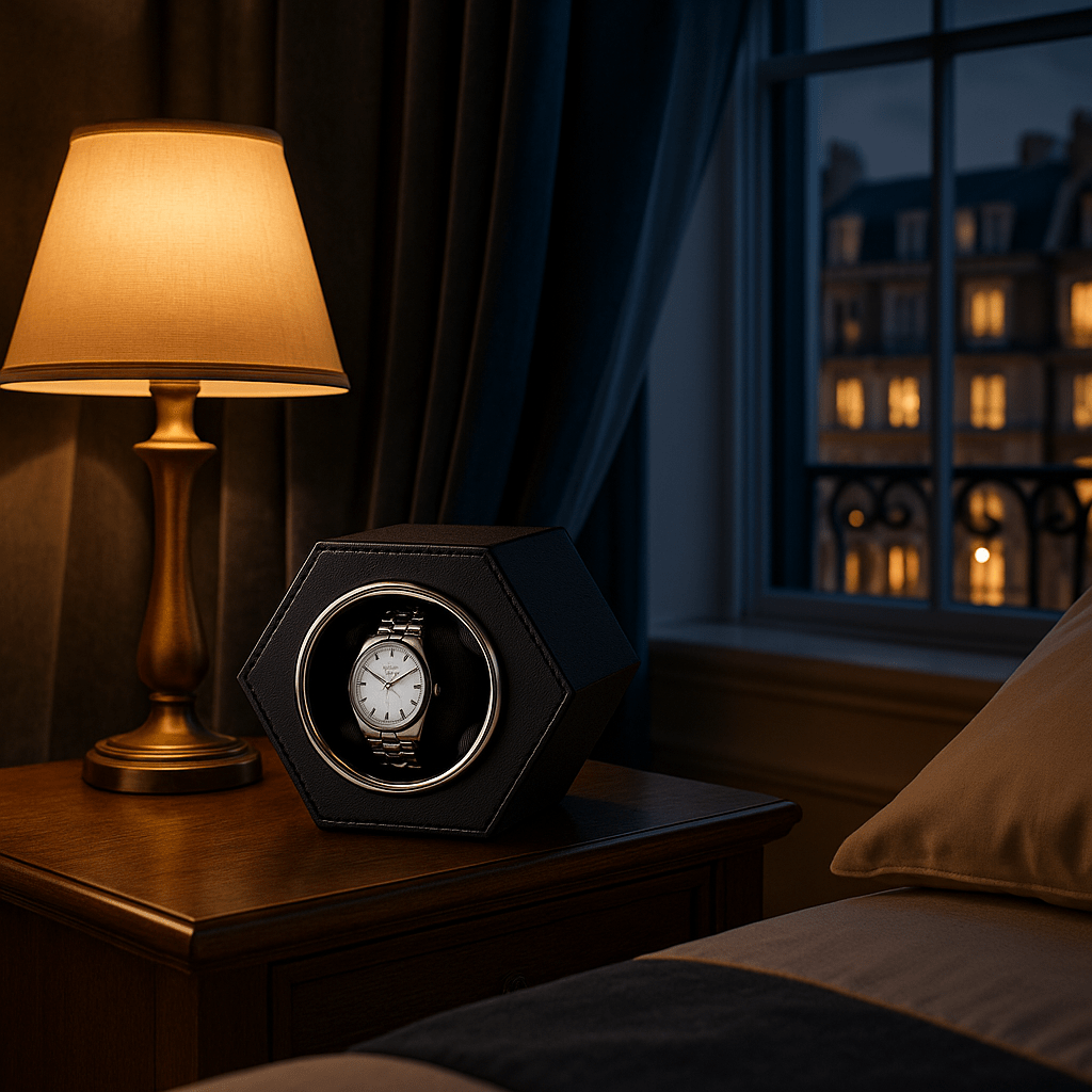 Hexagon Watch Winder – Leather Silent Box | CHRONVAULT™