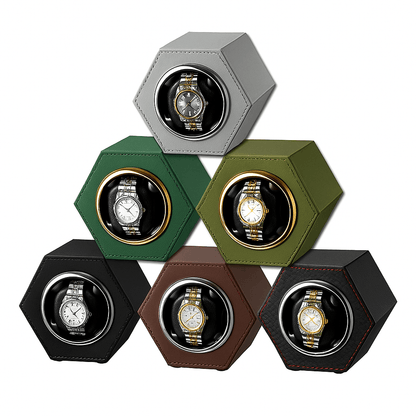 Hexagon Watch Winder – Leather Silent Box | CHRONVAULT™