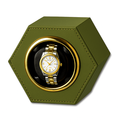 Hexagon Watch Winder – Leather Silent Box | CHRONVAULT™