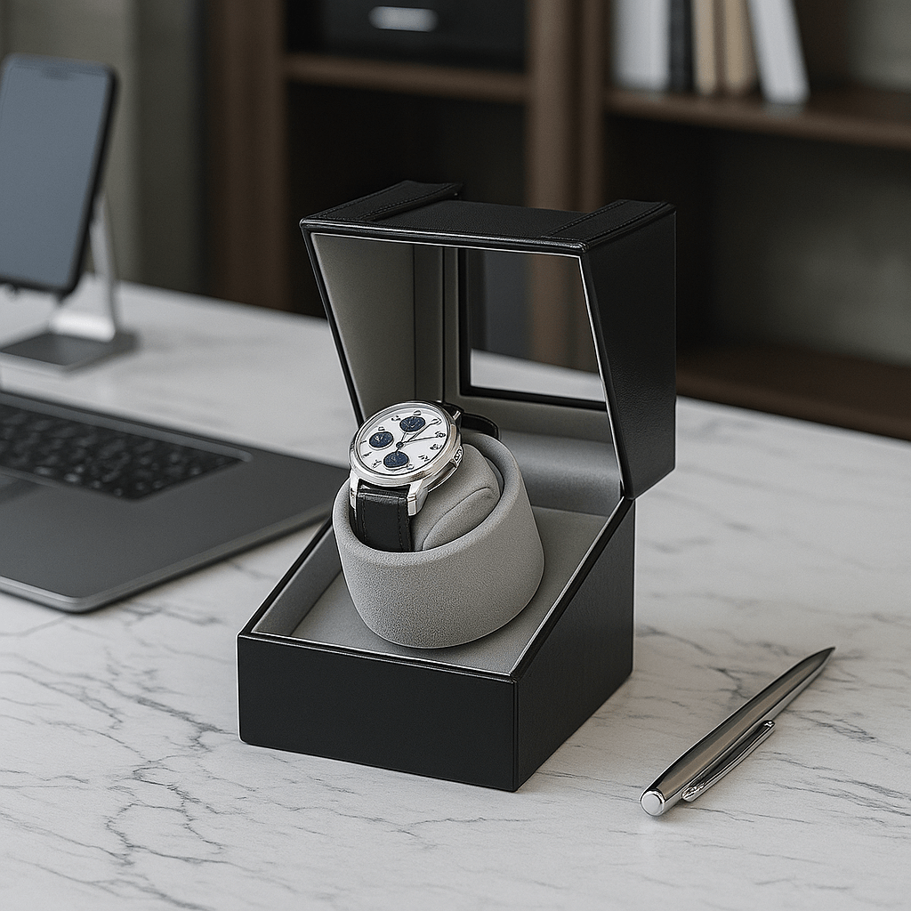 Single Watch Winder – Leather Box with 2 Modes | CHRONVAULT™