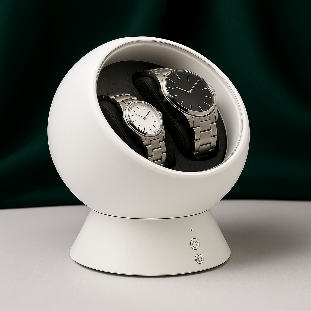 Dual Watch Winder – Compact Spherical Design with USB & Battery Power | CHRONVAULT™