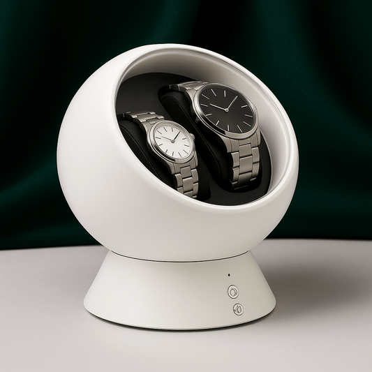 Dual Watch Winder – Compact Spherical Design with USB & Battery Power | CHRONVAULT™