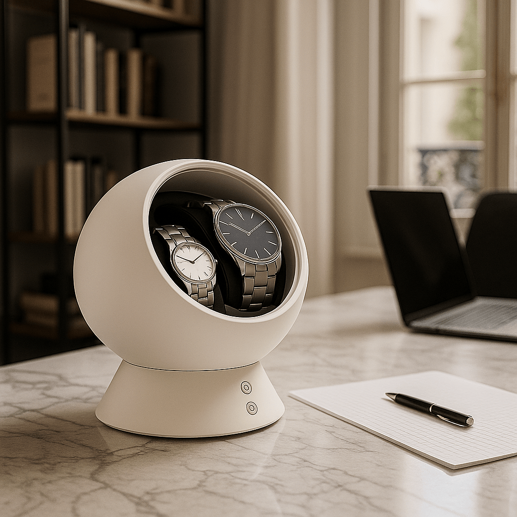 Dual Watch Winder – Compact Spherical Design with USB & Battery Power | CHRONVAULT™