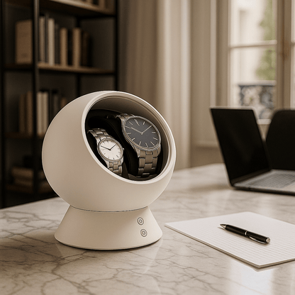 Dual Watch Winder – Compact Spherical Design with USB & Battery Power | CHRONVAULT™