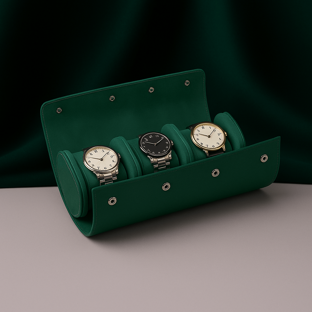 3-Slot Leather Watch Roll | CHRONVAULT™
