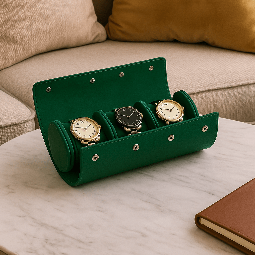 3-Slot Leather Watch Roll | CHRONVAULT™