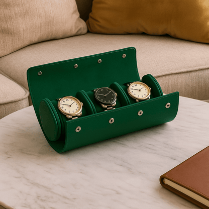 3-Slot Leather Watch Roll | CHRONVAULT™