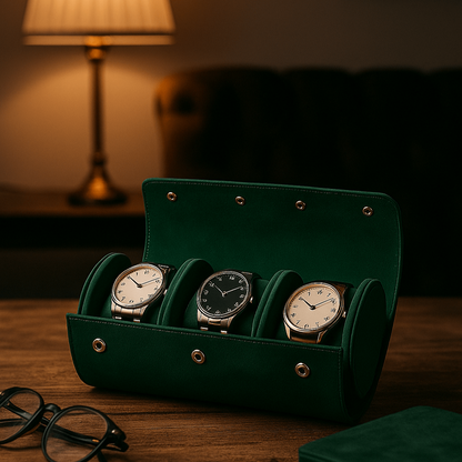 3-Slot Leather Watch Roll | CHRONVAULT™