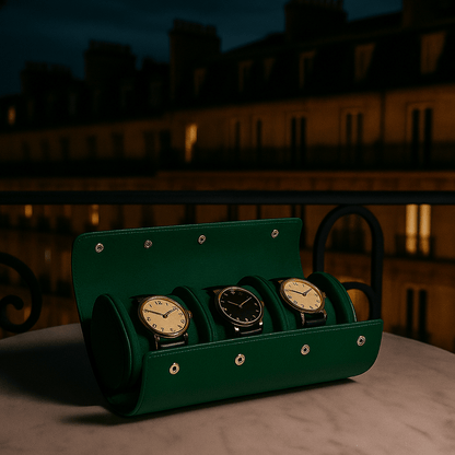 3-Slot Leather Watch Roll | CHRONVAULT™
