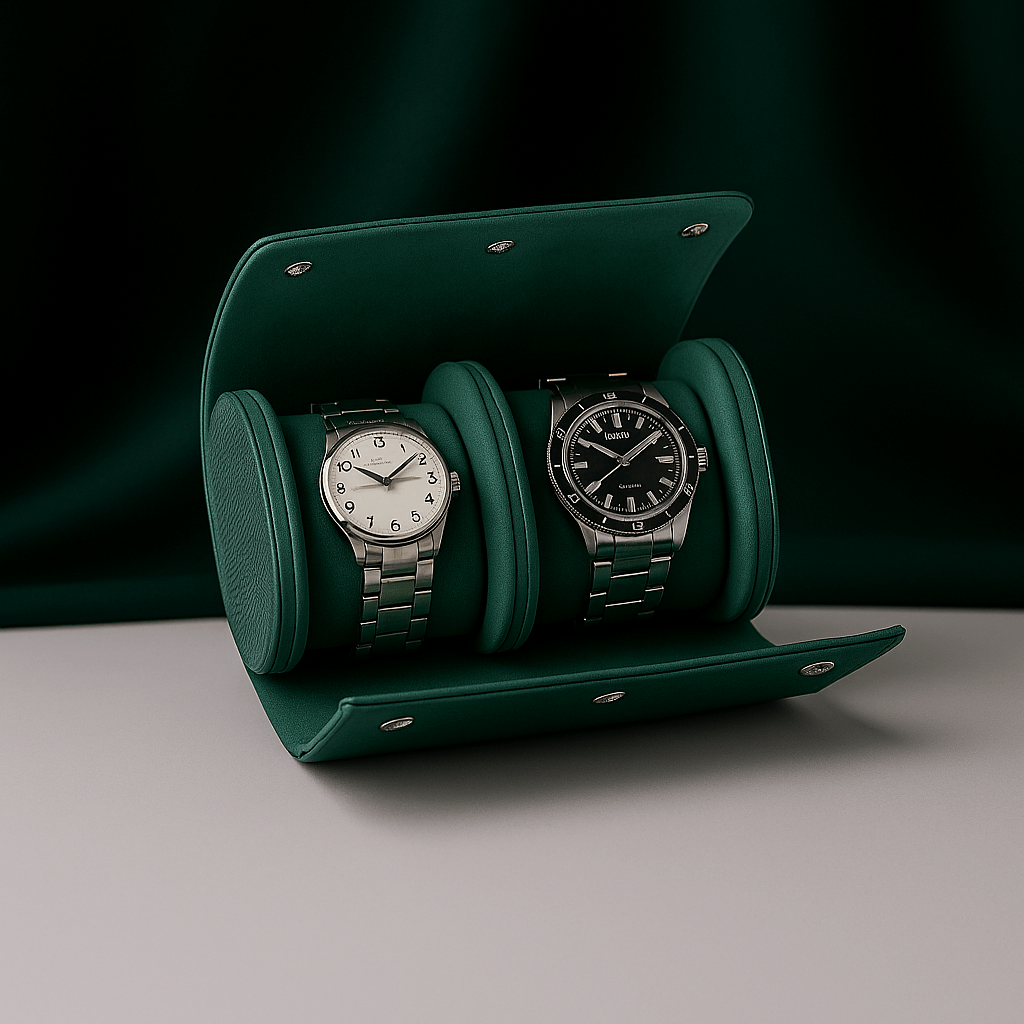 2-Slot Leather Watch Roll | CHRONVAULT™