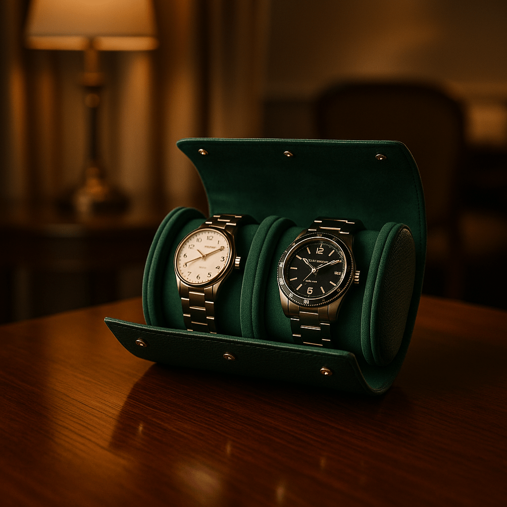 2-Slot Leather Watch Roll | CHRONVAULT™