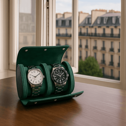 2-Slot Leather Watch Roll | CHRONVAULT™