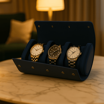 Embers Leather Watch Roll – 3 Slot Travel Pouch | CHRONVAULT™