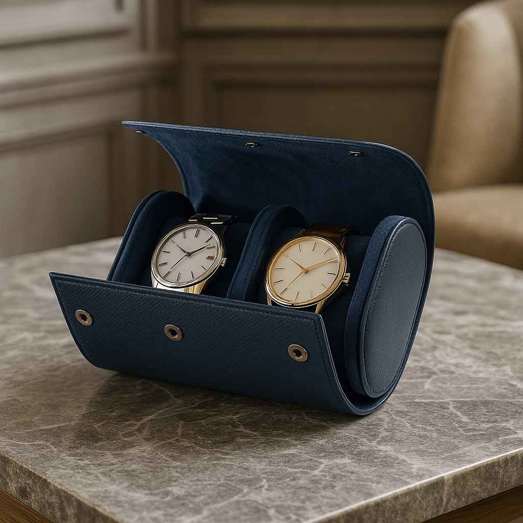 Embers Leather Watch Roll – 2 Slot Travel Pouch | CHRONVAULT™