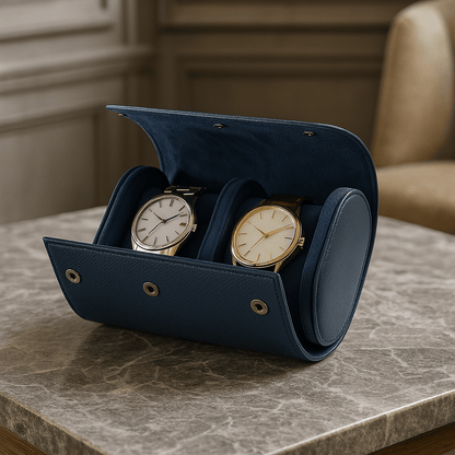 Embers Leather Watch Roll – 2 Slot Travel Pouch | CHRONVAULT™